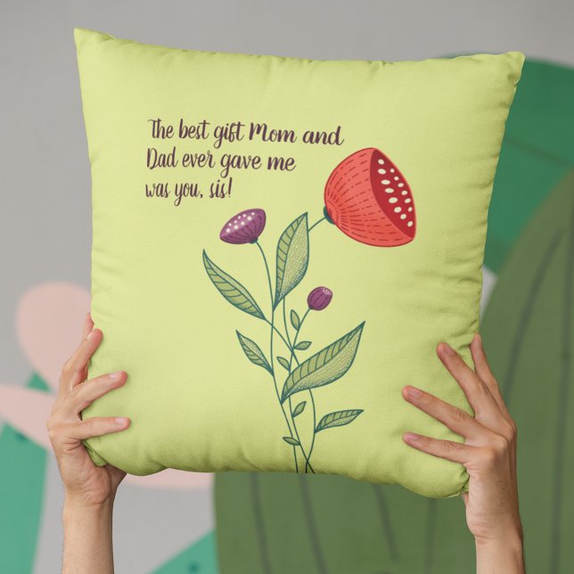 Sister Love - Abstract Wild Flowers Line Art with  Throw Pillow (Creator Uploaded)