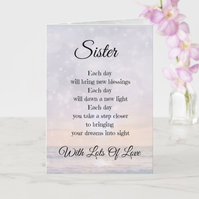 Sister Love and Encouragement Poem design Greeting Card (Orchid)