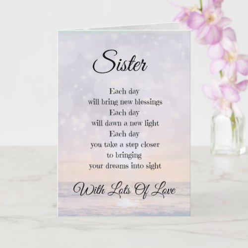 Sister Love and Encouragement Poem design Greeting Card