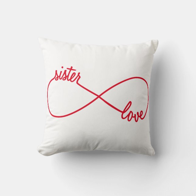 Sister love, infinity sign throw pillow (Front)