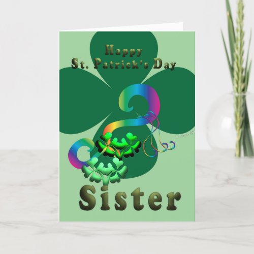 Sister lucky clover Shamrock clover St Patricks  Thank You Card