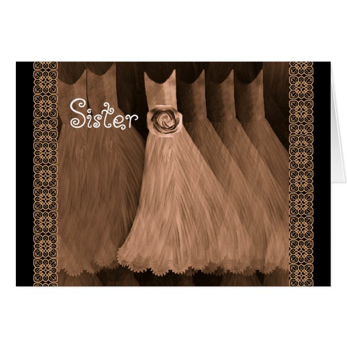SISTER Maid of Honor Invitation ANTIQUE COPPER Greeting Cards