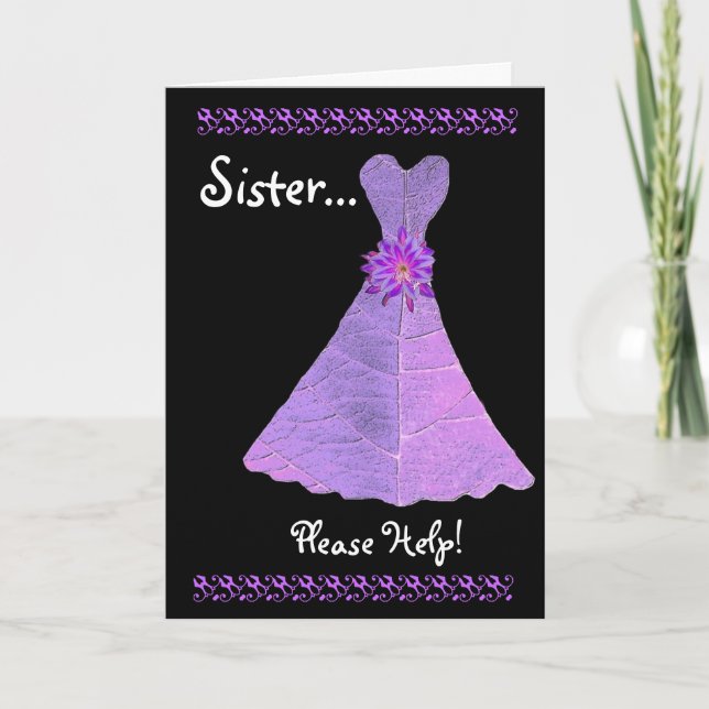 SISTER Maid of Honor  Invitation PURPLE Gown (Front)