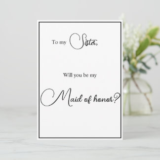Sister Maid of Honor Proposal Card