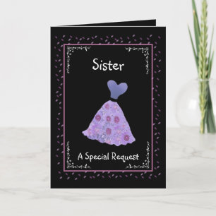 SISTER - Maid of Honor - Purple Flowered Dress Invitation