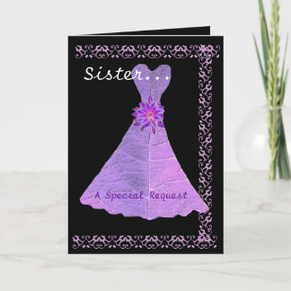 SISTER Maid of Honor Purple Gown Lace Trim Invitation