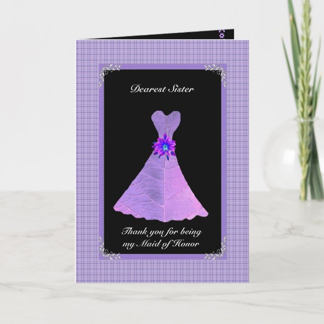 SISTER Maid of Honor Thank You - PURPLE Gown (Front)