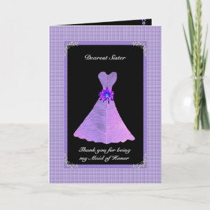 SISTER Maid of Honor Thank You - PURPLE Gown Card
