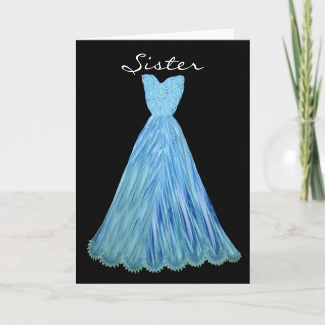 SISTER - Maid of Honor TURQUOISE BLUE Dress Invitation (Front)