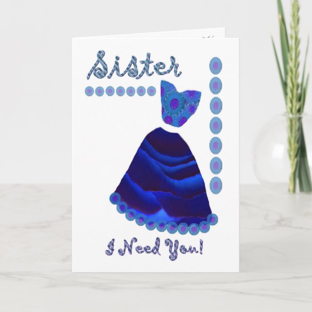 SISTER - Maid of Honor with ROYAL BLUE Dress Invitation (Front)