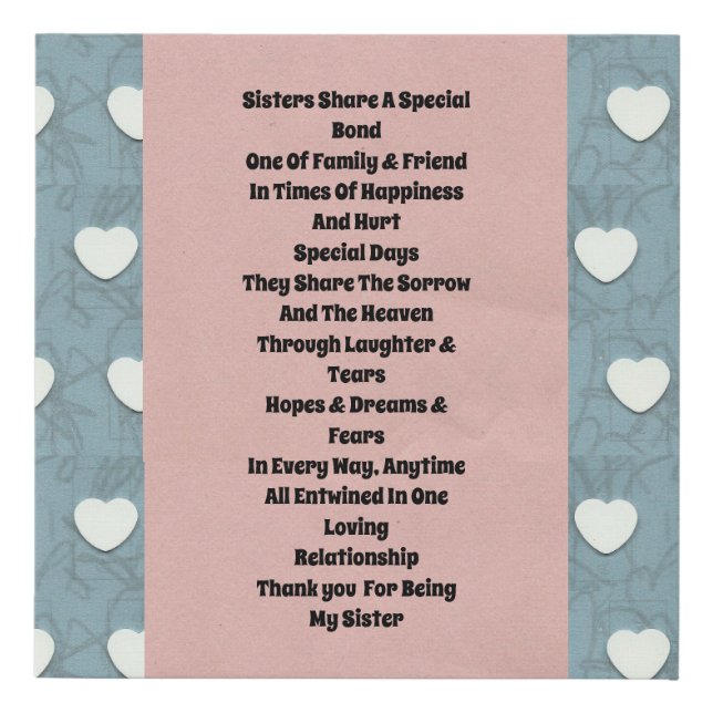 Sister Marshmallow Hearts Faux Canvas Print (Front)