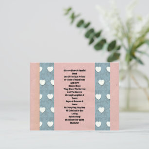 Sister Marshmallow Hearts Holiday Postcard