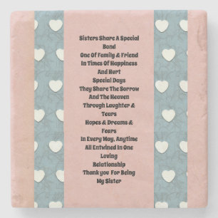 Sister Marshmallow Hearts Stone Coaster