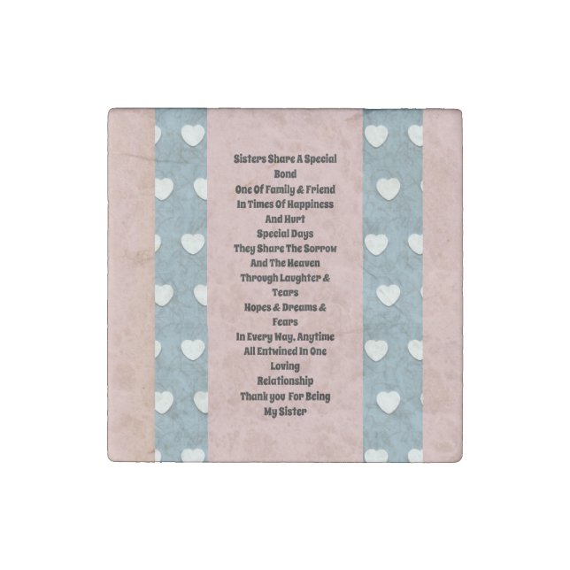 Sister Marshmallow Hearts Stone Magnet (Front)