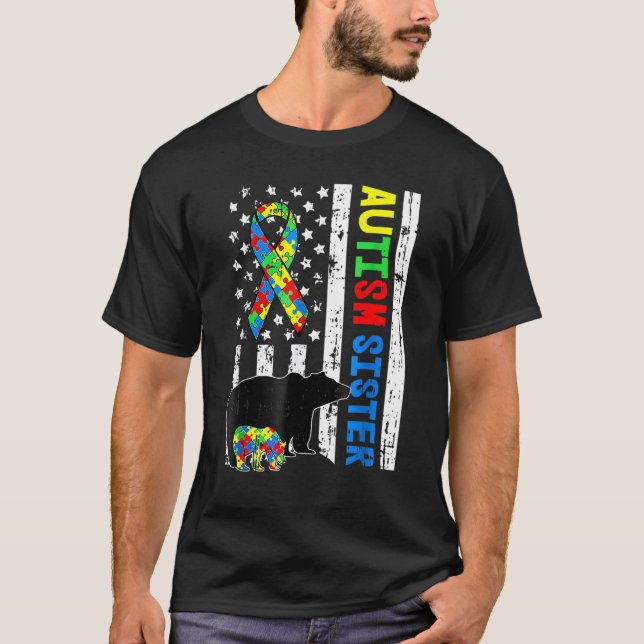 Sister Matching Family Autism Awareness Gifts Amer T-Shirt (Front)