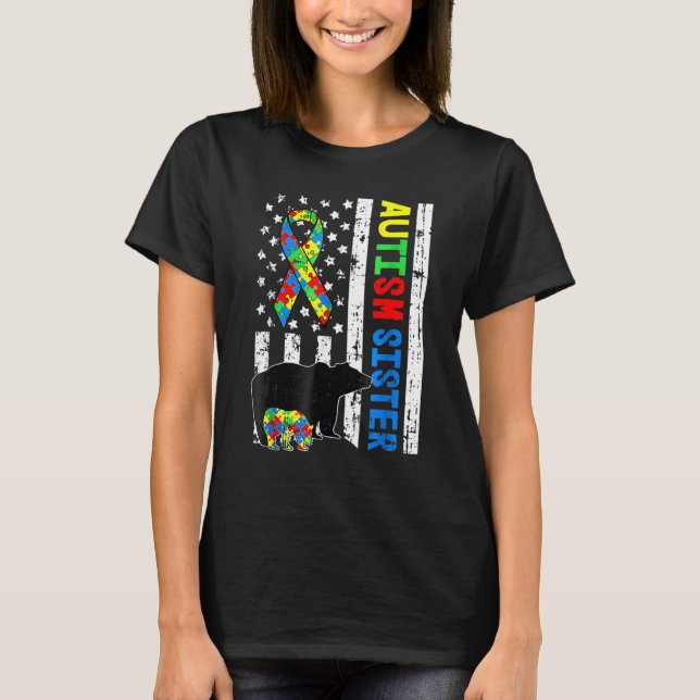 Sister Matching Family Autism Awareness Gifts Amer T-Shirt (Front)