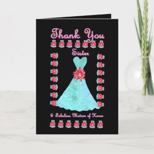 SISTER Matron of Honor THANK YOU - Blue Gown Card