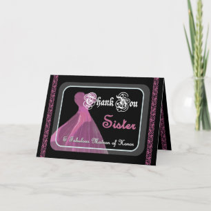 SISTER Matron of Honor THANK YOU - Purple Gown Card