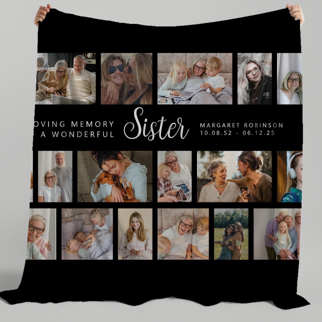 Sister Memorial 18 Photo Collage Fleece Blanket (Creator Uploaded)