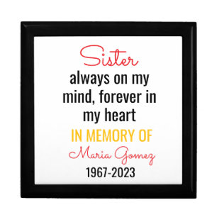 Sister Memorial Shirt – Always on My Mind Heart Gift Box