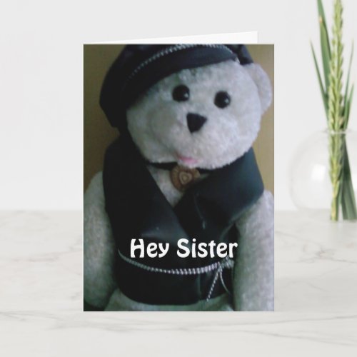 SISTER MERRY CHRISTMAS FROM COOL TEDDY BEAR CARD