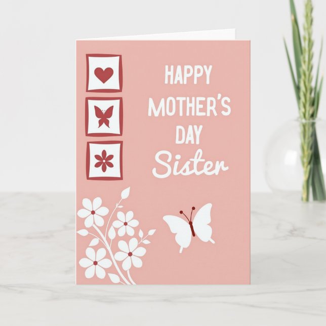 Sister Mothers Day Hearts Card (Front)