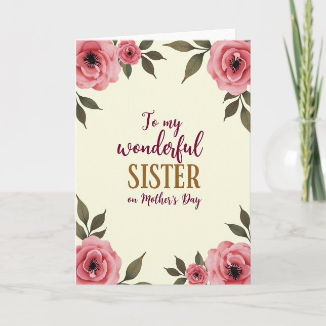 Sister Mothers Day Rose Card (Front)
