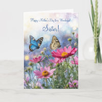 Sister Mothers Day with Garden Flowers Butterflies