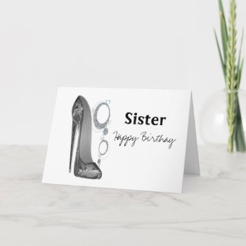 Sister Name Personalize Birthday Greeting Card by shoe_art at Zazzle