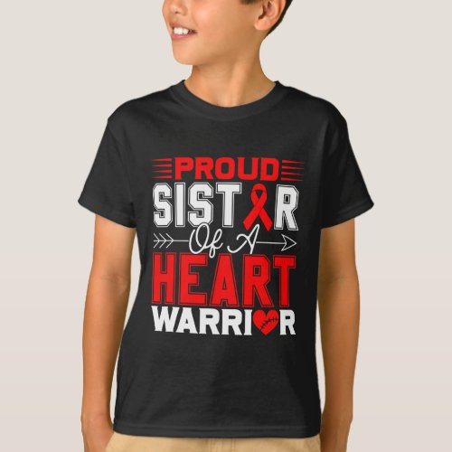 Sister Of A Heart Warrior Heart Disease Awareness  T_Shirt