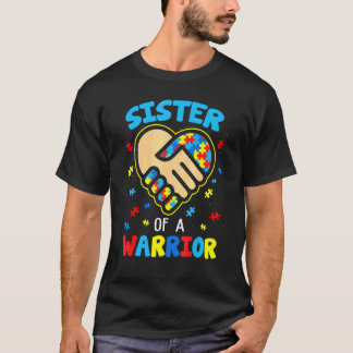Sister Of A Warrior Autism Awareness Month Puzzle  T-Shirt