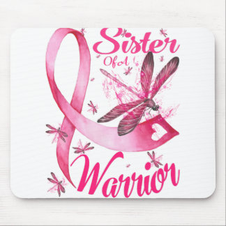 Sister Of A Warrior Dragonfly Breast Cancer Mouse Pad