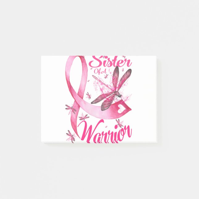 Sister Of A Warrior Dragonfly Breast Cancer Post-it Notes (Front)