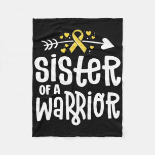 Sister Of A Warrior Gift Family Childhood Cancer A Fleece Blanket
