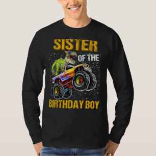 Sister Of Birthday Boy Vintage Dinosaur Riding Mon T-Shirt