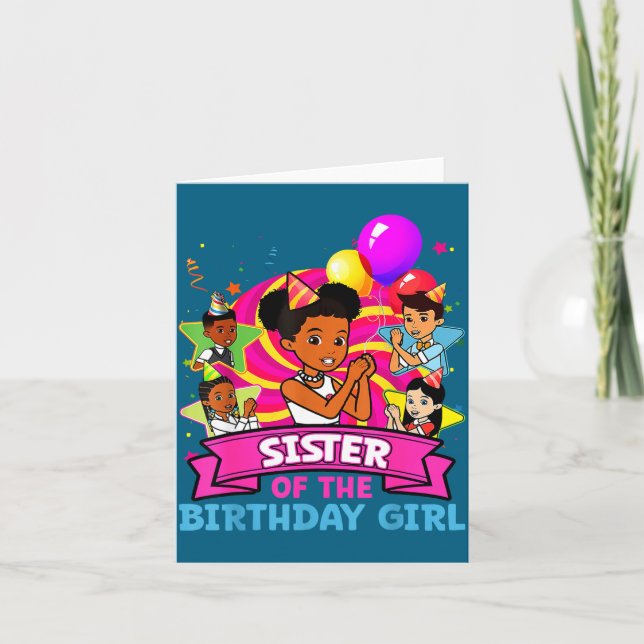 Sister Of Birthday Girl Gracie Nk Doll Family Deco Card (Front)