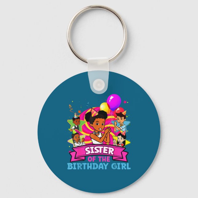 Sister Of Birthday Girl Gracie Nk Doll Family Deco Keychain (Front)