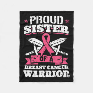Sister Of Breast Cancer Warrior Pink Awareness Rib Fleece Blanket