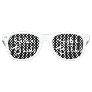 Sister of Bride White on Black Retro Sunglasses