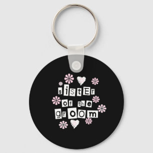 Sister of Groom White on Black Keychain