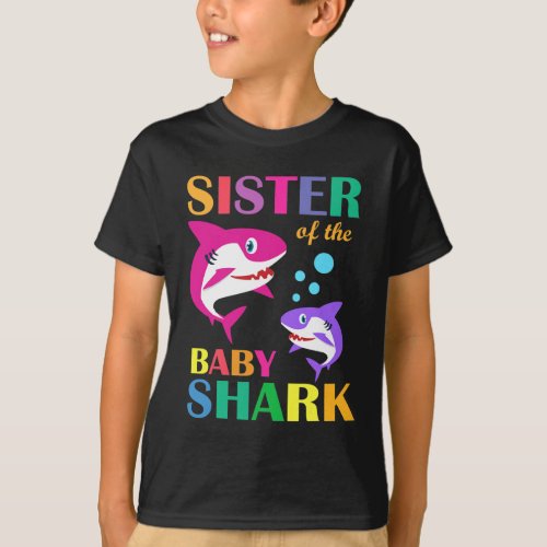 Sister Of The Baby Birthday Shark Sister Shark T_Shirt