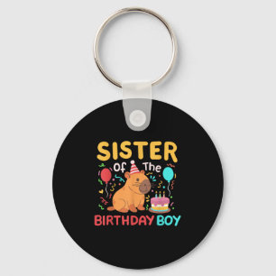 Sister Of The Birthday Boy Capybara Capy Kids Bday Keychain