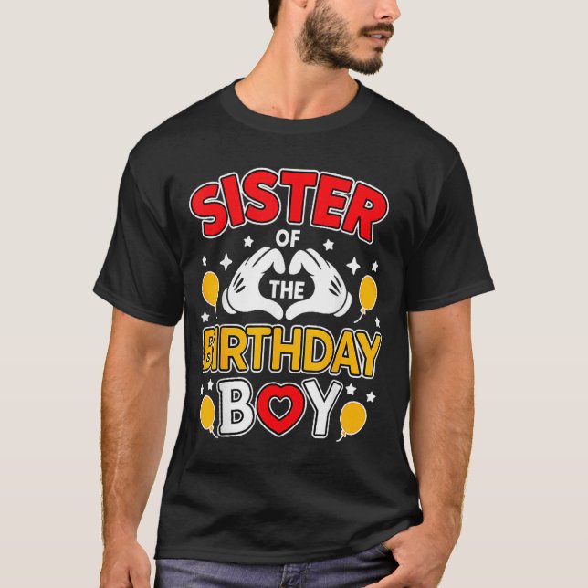 Sister Of The Birthday Boy Family Matching Dad Mom T-Shirt (Front)