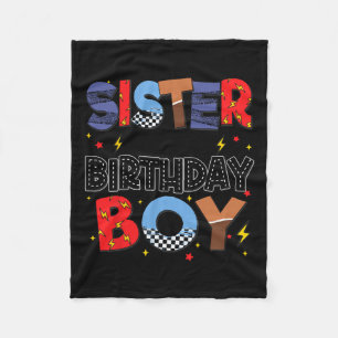 Sister Of The Birthday Boy Racing Car Family Party Fleece Blanket