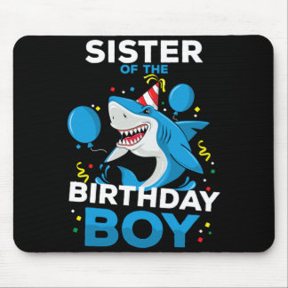 Sister Of The Birthday Boy Shark Ocean Theme Mouse Pad