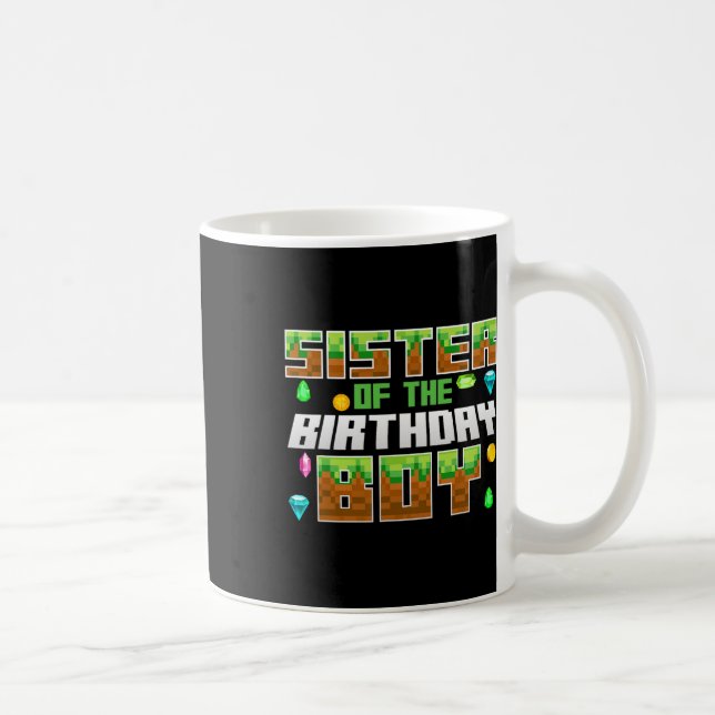 Sister Of The Birthday Boy Video Gamer Pixel Numbe Coffee Mug (Right)