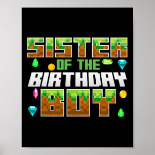 Sister Of The Birthday Boy Video Gamer Pixel Numbe Poster