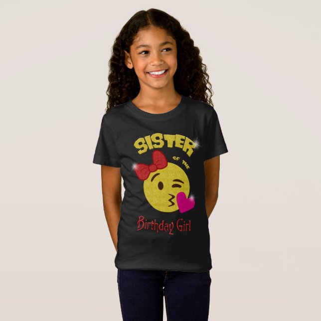 Sister of the Birthday Girl Emoji Birthday Party T-Shirt (Front Full)