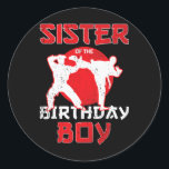 Sister Of The Birthday Karate Taekwondo Boy Martia Classic Round Sticker<br><div class="desc">Sister Of The Birthday Karate Taekwondo Boy Martial Arts</div>