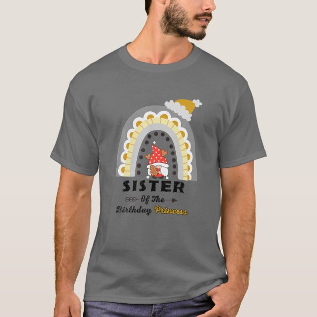 Sister Of The Birthday Princess Funny Sister Gnome T-Shirt (Front)